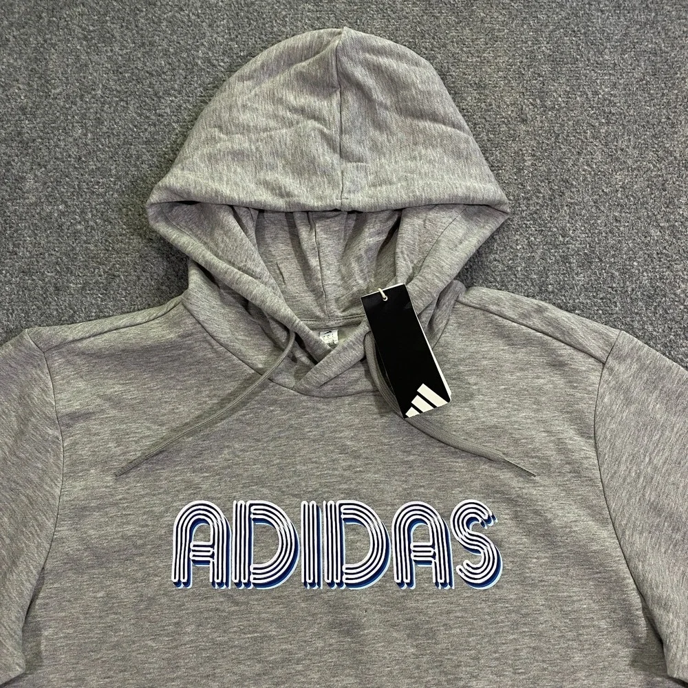 Adidas 3D Retro 70s Striped Logo Hoodie Mens LT Large Tall Gray Disco Groovy NWT